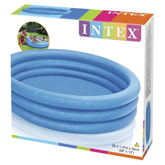 Intex Crystal Blue 5ft Inflatable Kids Pool – Portable Foldable Outdoor Swimming Pool for Toddlers & Children, 3-Ring Design, 87 Gallon (330L) Capacity – Model 58426NP