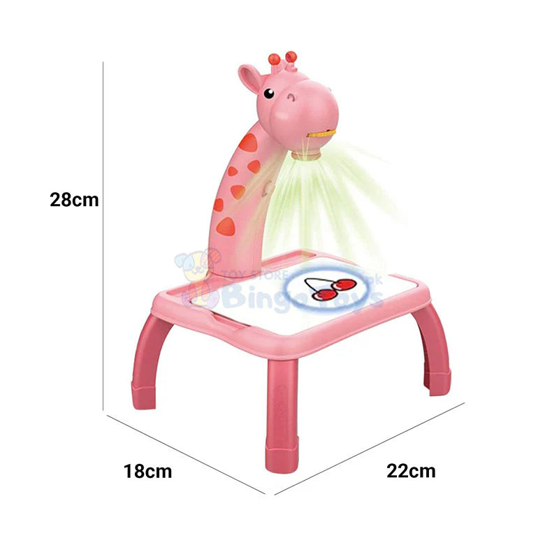 Sunnimix Yellow Giraffe Musical Projection Drawing Board for Toddlers - 3 Modes Erasable Graffiti Crafts Toy with Watercolor Pens, Educational Gift for Boys & Girls