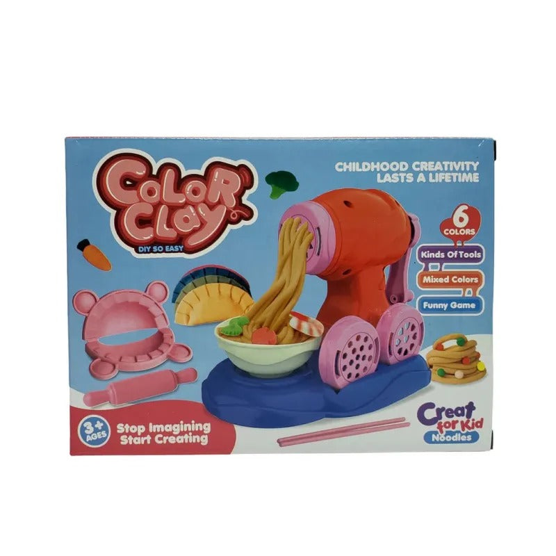Colour Clay Noodles Maker Playdough Machine With 6 Colours Of Playdough Bucke Noodles Clay Machine Set | Kids Creativity Toy