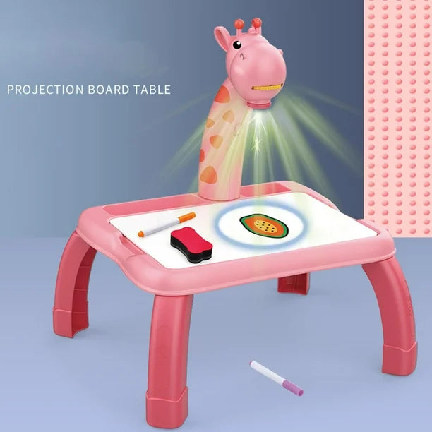 Sunnimix Yellow Giraffe Musical Projection Drawing Board for Toddlers - 3 Modes Erasable Graffiti Crafts Toy with Watercolor Pens, Educational Gift for Boys & Girls