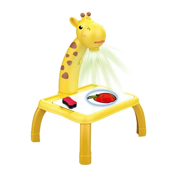 Sunnimix Yellow Giraffe Musical Projection Drawing Board for Toddlers - 3 Modes Erasable Graffiti Crafts Toy with Watercolor Pens, Educational Gift for Boys & Girls