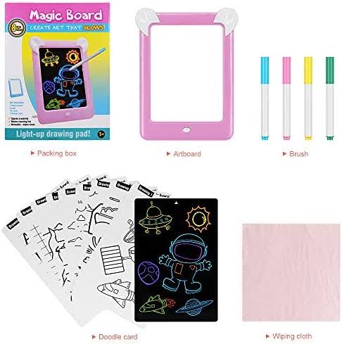 Kids Magic Glow Pad: 3D Light-Up Drawing Board for Creative Play and Learning