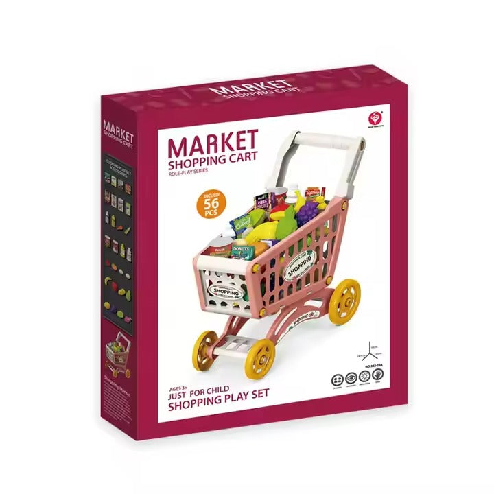 Little Story 56-Piece Green Market Shopping Cart Play Set (Ages 3+) Little Story Market Shopping Cart Toy Set- 56 PCS Just for Child Shopping Play Set item.922-09A