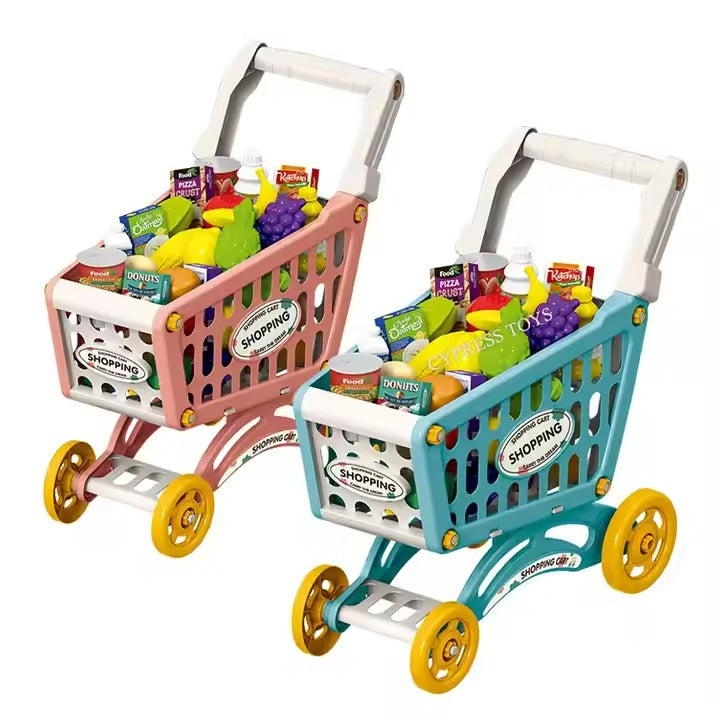 Little Story 56-Piece Green Market Shopping Cart Play Set (Ages 3+) Little Story Market Shopping Cart Toy Set- 56 PCS Just for Child Shopping Play Set item.922-09A