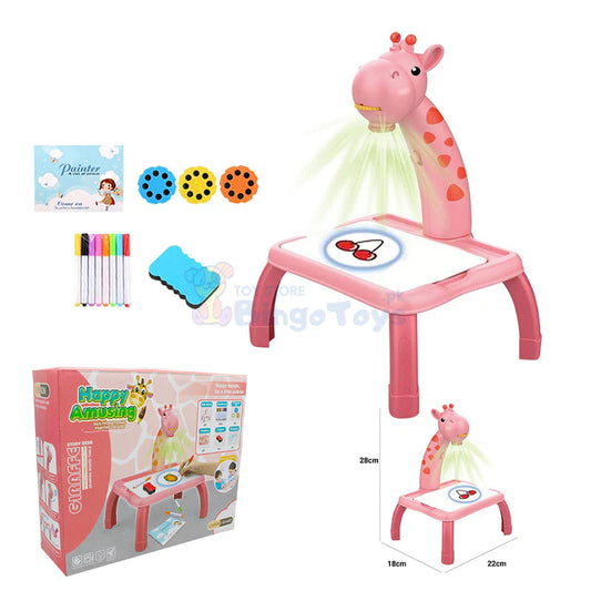 Sunnimix Yellow Giraffe Musical Projection Drawing Board for Toddlers - 3 Modes Erasable Graffiti Crafts Toy with Watercolor Pens, Educational Gift for Boys & Girls