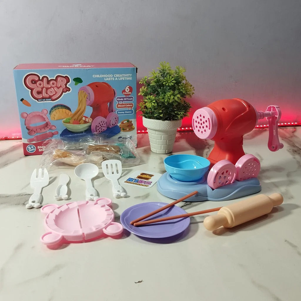 Colour Clay Noodles Maker Playdough Machine With 6 Colours Of Playdough Bucke Noodles Clay Machine Set | Kids Creativity Toy