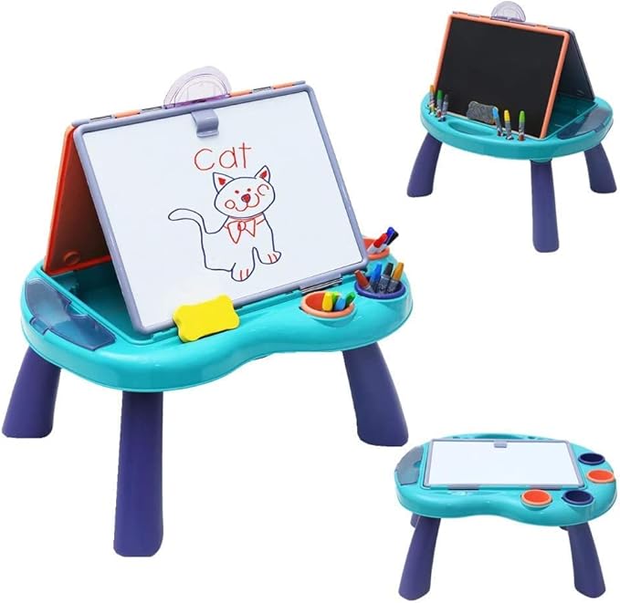2-in-1 Kids Tabletop Art Easel: Double-Sided Magnetic Chalkboard & Dry-Erase Board for Toddlers | Adjustable Wooden Standing Easel