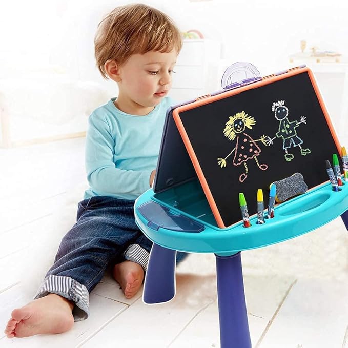 2-in-1 Kids Tabletop Art Easel: Double-Sided Magnetic Chalkboard & Dry-Erase Board for Toddlers | Adjustable Wooden Standing Easel