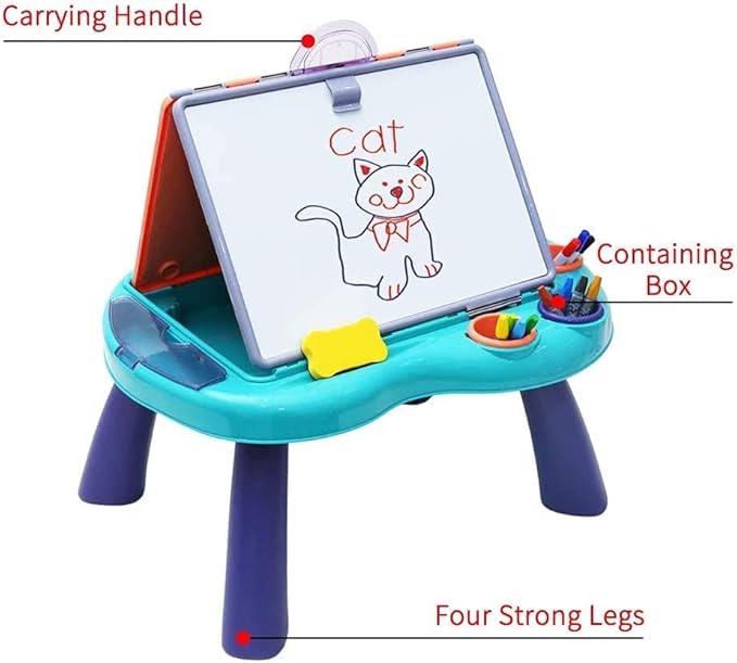 2-in-1 Kids Tabletop Art Easel: Double-Sided Magnetic Chalkboard & Dry-Erase Board for Toddlers | Adjustable Wooden Standing Easel
