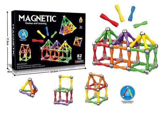 [Pakistan] 82-Piece Magnetic Construction Set - Learn & Play with 3D Puzzles