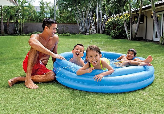 Intex Crystal Blue 5ft Inflatable Kids Pool – Portable Foldable Outdoor Swimming Pool for Toddlers & Children, 3-Ring Design, 87 Gallon (330L) Capacity – Model 58426NP