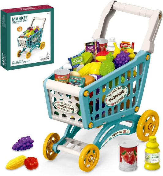 Little Story 56-Piece Green Market Shopping Cart Play Set (Ages 3+)  Little Story Market Shopping Cart Toy Set- 56 PCS Just for Child Shopping Play Set item.922-09A